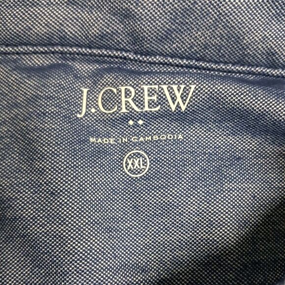 NWT J Crew Factory Shirt Men's XXL Blue Gray Performance Knit Oxford Button Down - Picture 3 of 12